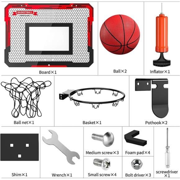 Indoor Basketball Hoop for Kids, Door Room Basketball Hoop,Mini Basketball Hoop - Picture 7 of 7